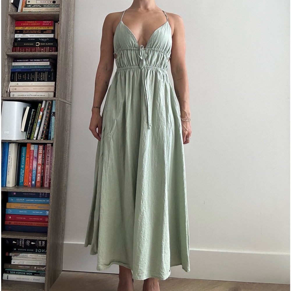 Mint Green Summer Maxi Dress Linen